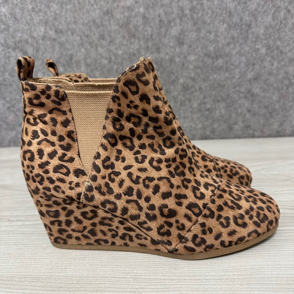 Dunes Women's Zoey Leopard Print Wedge Ankle Booties Vegan Suede Size 11